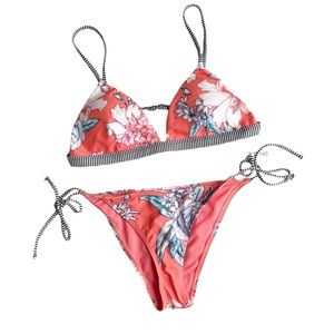 Floral Bikini Set in Coral and White